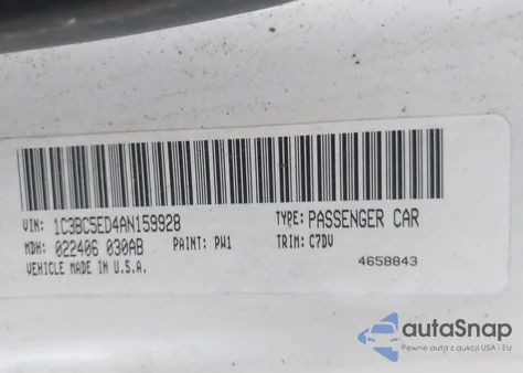 2010 Chrysler Sebring Touring z USA, uszkodzony, nr VIN 1C3BC5ED4AN159928